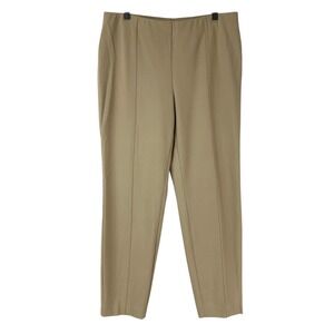 J. Jill Ponte Tan Slim Leg Pants Large Pull On Elastic Front Seam Detail Stretch